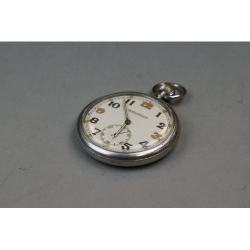 175 - A British Military Issued Jaeger LeCoultre G.S.T.P. Swiss Made Pocket Watch, Marked To Verso G.S.T.P... 