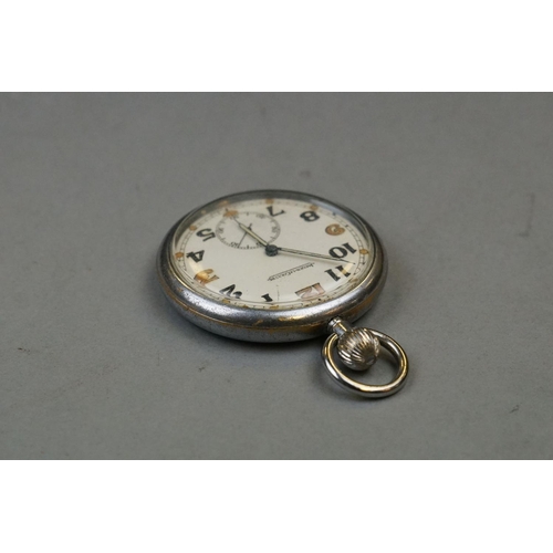 175 - A British Military Issued Jaeger LeCoultre G.S.T.P. Swiss Made Pocket Watch, Marked To Verso G.S.T.P... 