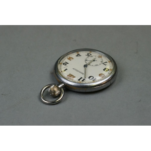 175 - A British Military Issued Jaeger LeCoultre G.S.T.P. Swiss Made Pocket Watch, Marked To Verso G.S.T.P... 