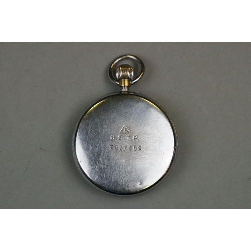 175 - A British Military Issued Jaeger LeCoultre G.S.T.P. Swiss Made Pocket Watch, Marked To Verso G.S.T.P... 