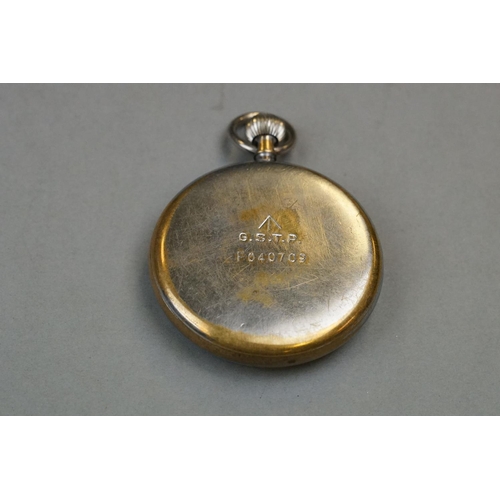 177 - A British Military Issued Jaeger LeCoultre G.S.T.P. Swiss Made Pocket Watch, Marked To Verso G.S.T.P... 