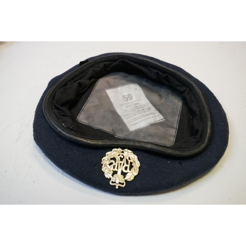 191 - A Group Of Vintage Military Issued Clothing To Include A Royal Marines Beret With Queens Crown Cap B... 