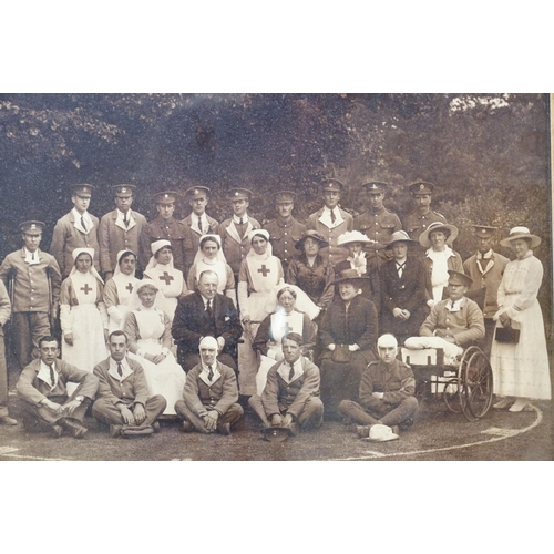 197 - A Large World War One Framed And Glazed Group Photographs Of Wounded Soldiers From Various British R... 