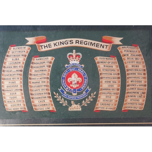 223 - Two Framed And Glazed Military Prints To Include The King's Regiment Battle Honours And A Horse Gunn... 