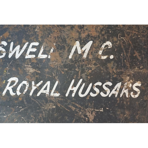 258 - A Vintage Metal Military Storage Trunk Named To E.R. Cresswell M.C. Of The Kings Royal Hussars.