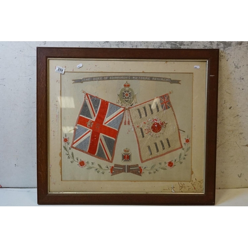 259 - A Large Framed And Glazed Silk Embroidery Of The Duke Of Edinburgh's Own Wiltshire Regiment, Measure... 