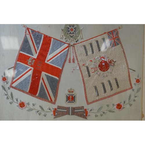 259 - A Large Framed And Glazed Silk Embroidery Of The Duke Of Edinburgh's Own Wiltshire Regiment, Measure... 