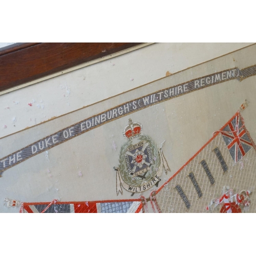 259 - A Large Framed And Glazed Silk Embroidery Of The Duke Of Edinburgh's Own Wiltshire Regiment, Measure... 