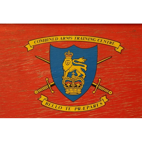 260 - A Large Military Painted Wooden Sign From The Combined Arms Training Centre 