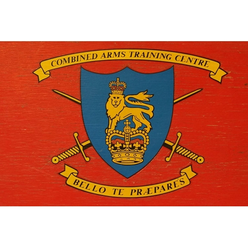 261 - A Large Military Painted Wooden Sign From The Combined Arms Training Centre 