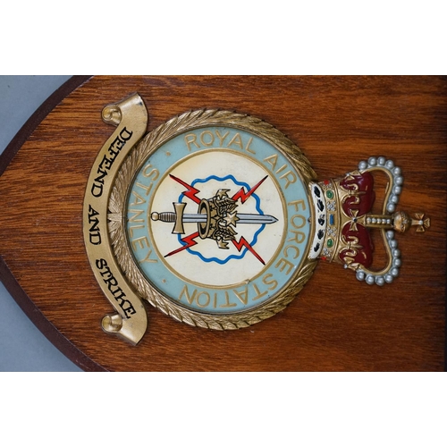 325 - A Collection Of Eight Royal Air Force / RAF Shield Wall Plaques To Include RAF Stanley, RAF Marham, ... 