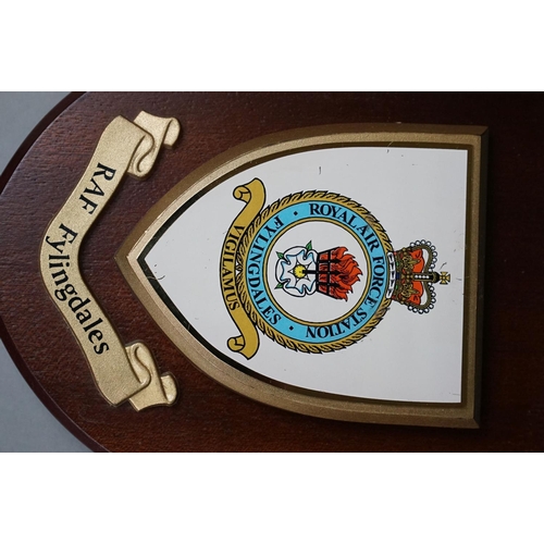 325 - A Collection Of Eight Royal Air Force / RAF Shield Wall Plaques To Include RAF Stanley, RAF Marham, ... 