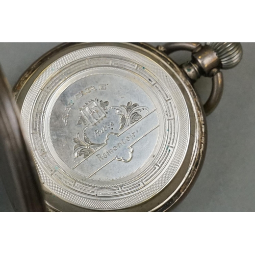 348 - A World War One German White Metal Pocket Watch, Engraved To Verso With Portrait Of Kaiser Wilhelm I... 