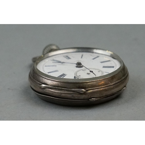 348 - A World War One German White Metal Pocket Watch, Engraved To Verso With Portrait Of Kaiser Wilhelm I... 