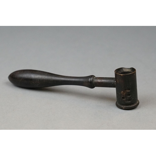 355 - A 19th Century Antique Gunpowder Measure With Ebonised Handle.