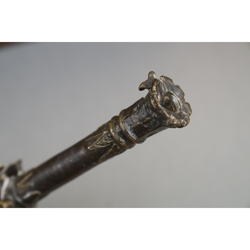 373 - An Antique 18th/19th Century South East Asian Lantaka Bronze Cannon With Swivel Mounted To Wooden Ba... 