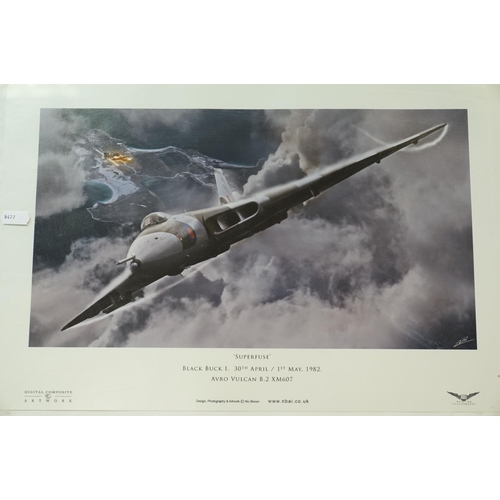 389 - A Group Of Three Royal Air Force / RAF Vulcan Bomber Related Framed And Glazed Prints To Include 'Su... 