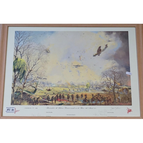 391 - A Group Of Three Framed Military Prints To Include Hamminkeln 6th Airbourne Division Assault Over Th... 