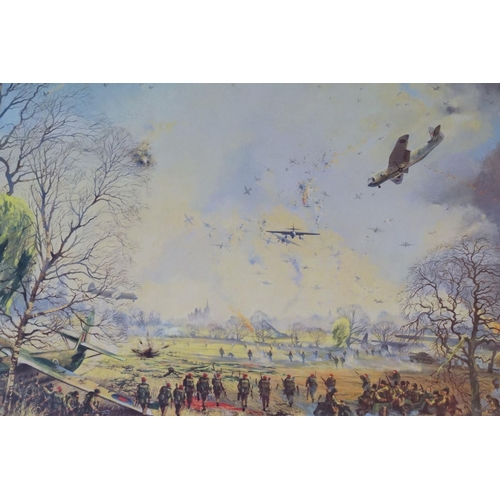 391 - A Group Of Three Framed Military Prints To Include Hamminkeln 6th Airbourne Division Assault Over Th... 