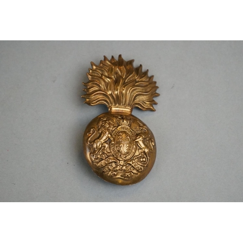 206 - A British Military Royal Scots Fusiliers Brass Cap Badge With Queen Victoria Crown, Twin Loop Fixing... 