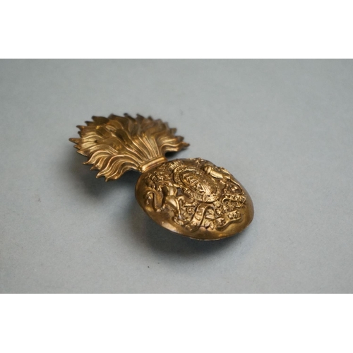 206 - A British Military Royal Scots Fusiliers Brass Cap Badge With Queen Victoria Crown, Twin Loop Fixing... 