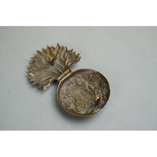 206 - A British Military Royal Scots Fusiliers Brass Cap Badge With Queen Victoria Crown, Twin Loop Fixing... 