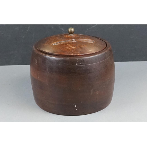 215 - A World War One Turned Wooden Biscuit Barrel With Carved Propeller and Royal Flying Corps Badge To T... 