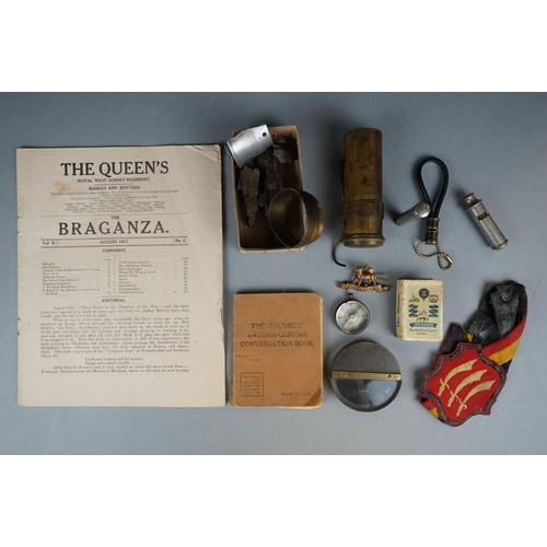 224 - A Small Group Of Military Collectables To Include The Queen's Royal West Surrey Regiment The Braganz... 