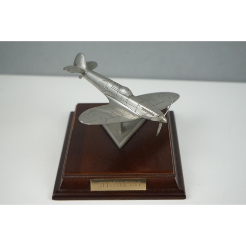 272 - Two Wooden Mounted Pewter Models Of World War Two British Aircraft To Include A MK.1 Spitfire By Roy... 