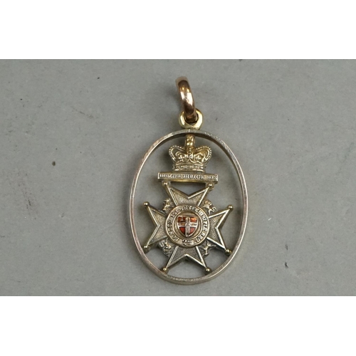 24A - A Fine Antique Victorian 14ct Gold (Tested) And Enamel Regimental Sweetheart Pendant To The 2nd Lond... 