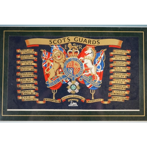 250 - A Collection Of Five Framed And Glazed Military Prints Showing Images Of The Scots Guards.