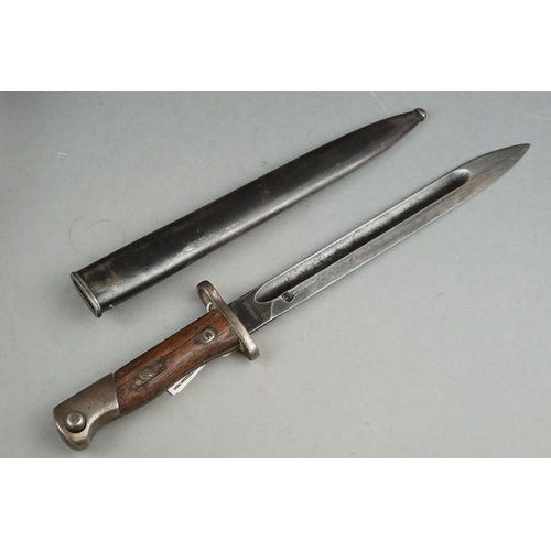 277 - A Chilean Military Model 1895 Mauser Knife Bayonet Complete With Scabbard.