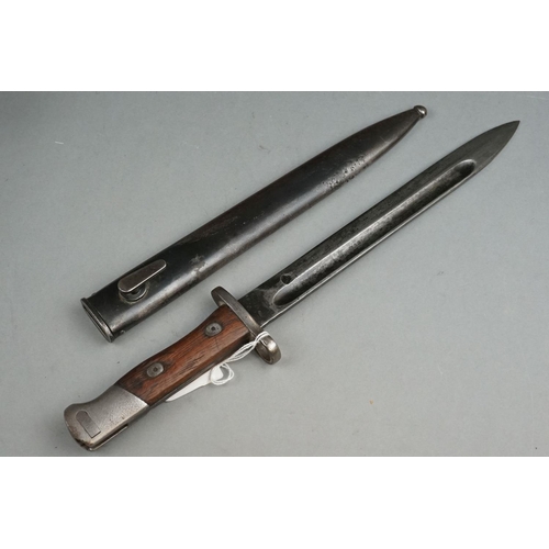 277 - A Chilean Military Model 1895 Mauser Knife Bayonet Complete With Scabbard.