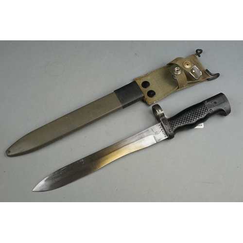 289 - A Spanish Military CETME 69 Bayonet, Serial No.ET880B, Complete With Scabbard And Frog.