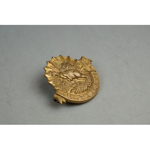 31A - A Colonial Boer War Era Australasian Squadron Brass Cap Badge With Twin Loop Fixings To Verso.