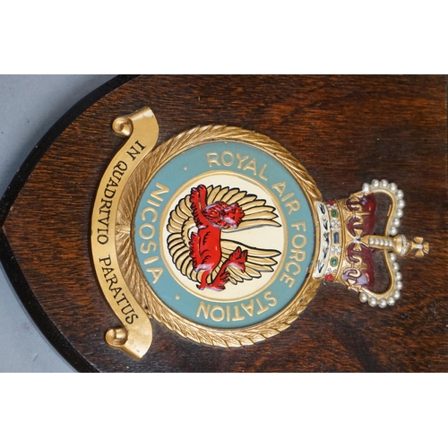 322 - A Collection Of Eight Royal Air Force / RAF Shield Wall Plaques To Include RAF Akrotiri, RAF Marham,... 