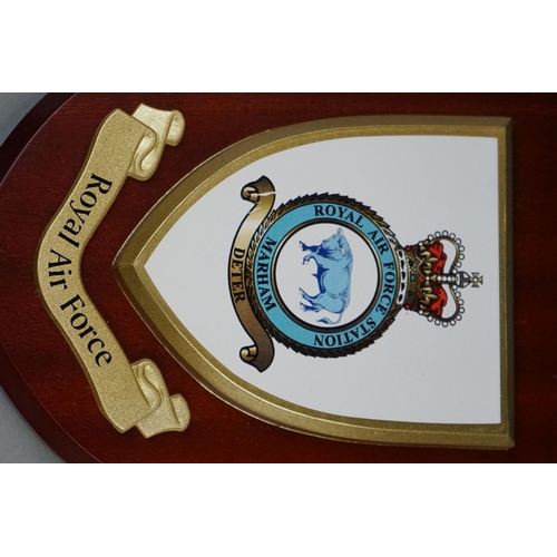 322 - A Collection Of Eight Royal Air Force / RAF Shield Wall Plaques To Include RAF Akrotiri, RAF Marham,... 