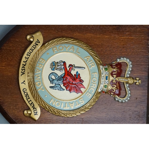 323 - A Collection Of Ten Royal Air Force / RAF Shield Wall Plaques To Include RAF West Raynam, RAF Brugge... 