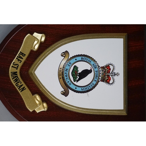 323 - A Collection Of Ten Royal Air Force / RAF Shield Wall Plaques To Include RAF West Raynam, RAF Brugge... 