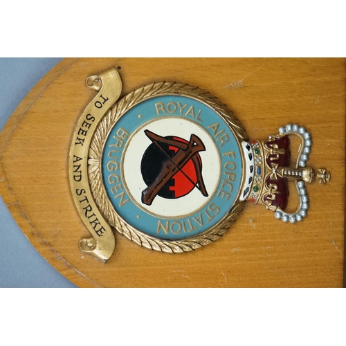 323 - A Collection Of Ten Royal Air Force / RAF Shield Wall Plaques To Include RAF West Raynam, RAF Brugge... 