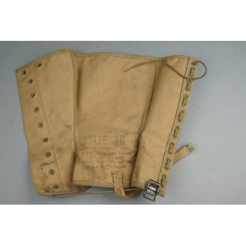 374 - A Small Group Of Military Collectables To Include A Pair Of British Army Gaiters, A Navy Cap Tally A... 