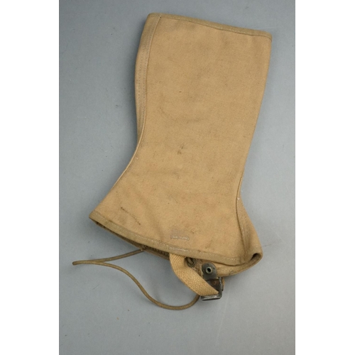 374 - A Small Group Of Military Collectables To Include A Pair Of British Army Gaiters, A Navy Cap Tally A... 