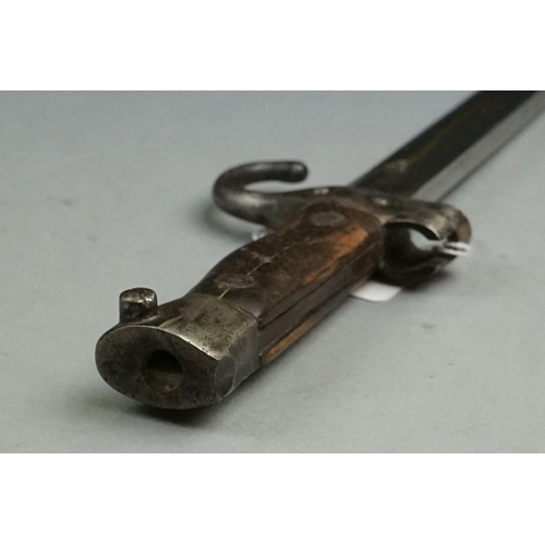 399 - A Antique Bayonet With Hooked Quillion Together With Original Scabbard, Numbered 7577, Blade Length ... 