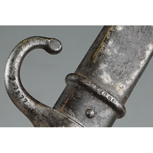 399 - A Antique Bayonet With Hooked Quillion Together With Original Scabbard, Numbered 7577, Blade Length ... 