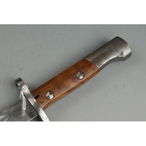 400 - An Antique Bayonet With Hooked Quillion Together With Original Scabbard, Numbered 2836T, Blade Lengt... 