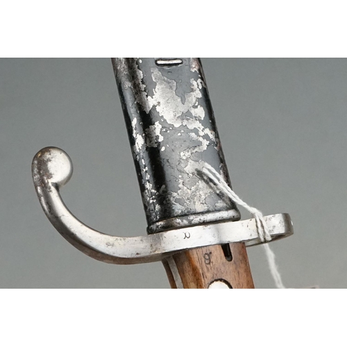 400 - An Antique Bayonet With Hooked Quillion Together With Original Scabbard, Numbered 2836T, Blade Lengt... 