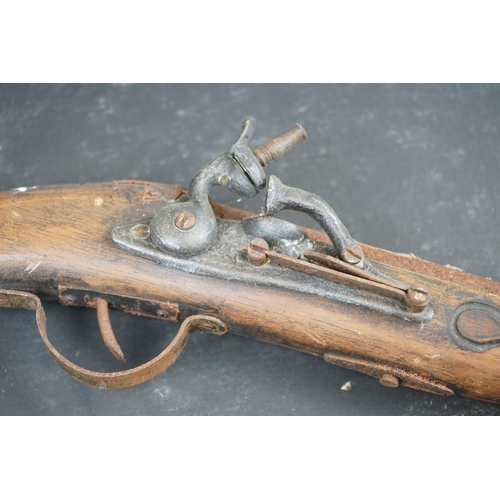 407 - Two Vintage Decorative Non Firing Muzzle Loading Flint Lock Pistols (A/F), Together With A Relic Con... 