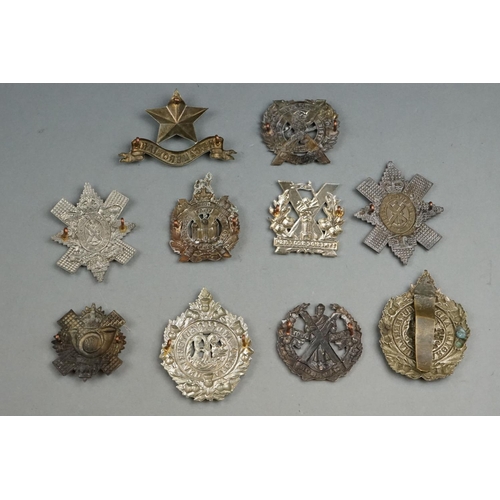 42A - A Collection Of Ten British Assorted Scottish Regimental Cap Badges To Include The Argyll And Suther... 