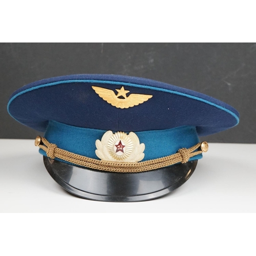 315 - A Russian / USSR Military Air Force Peaked Cap Complete With Original Cap Badge.