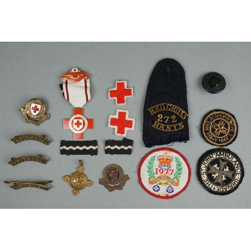 370 - A Collection Of World War Two Era British Red Cross Collectables To Include Badges, Shoulder Titles,... 